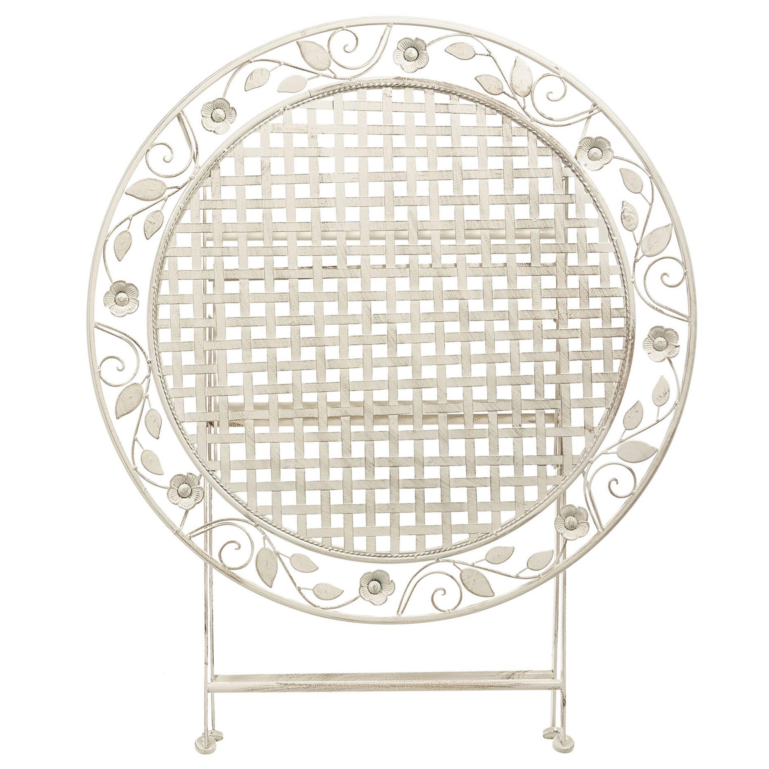 GARTENTISCH cm Metall Cremeweiß Bivio - Weiß, Metall (90/74/90cm) - Beliani
