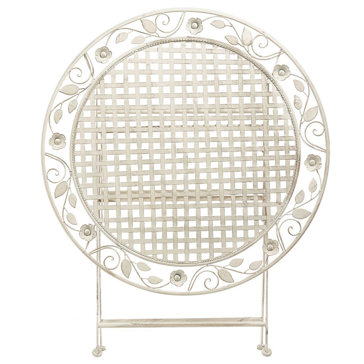 GARTENTISCH cm Metall Cremeweiß Bivio - Weiß, Metall (90/74/90cm) - Beliani