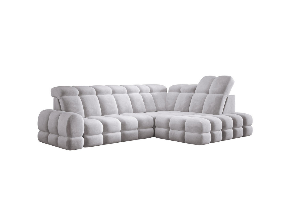 ECKSOFA TOLLO Salvador-stoff L-form 302x217x105 cm silber - Alufarben, Holz/Textil (217/302cm) - DomoHome