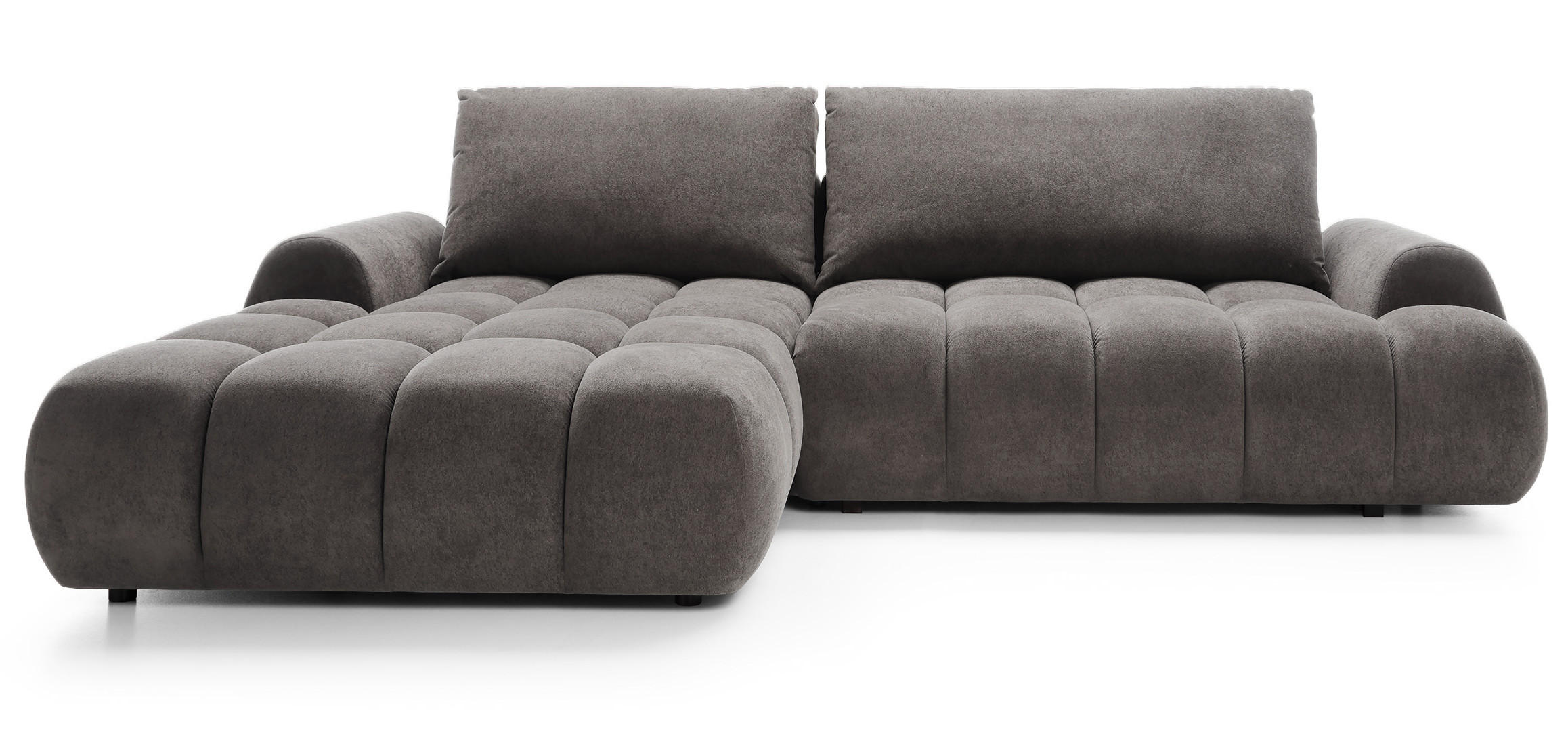 ECKSOFA 280 cm Valerio mit Bettkasten, 280 cm, Links, Schlaffunktion, Grau - Grau, Holz (280/177cm) - Emporius