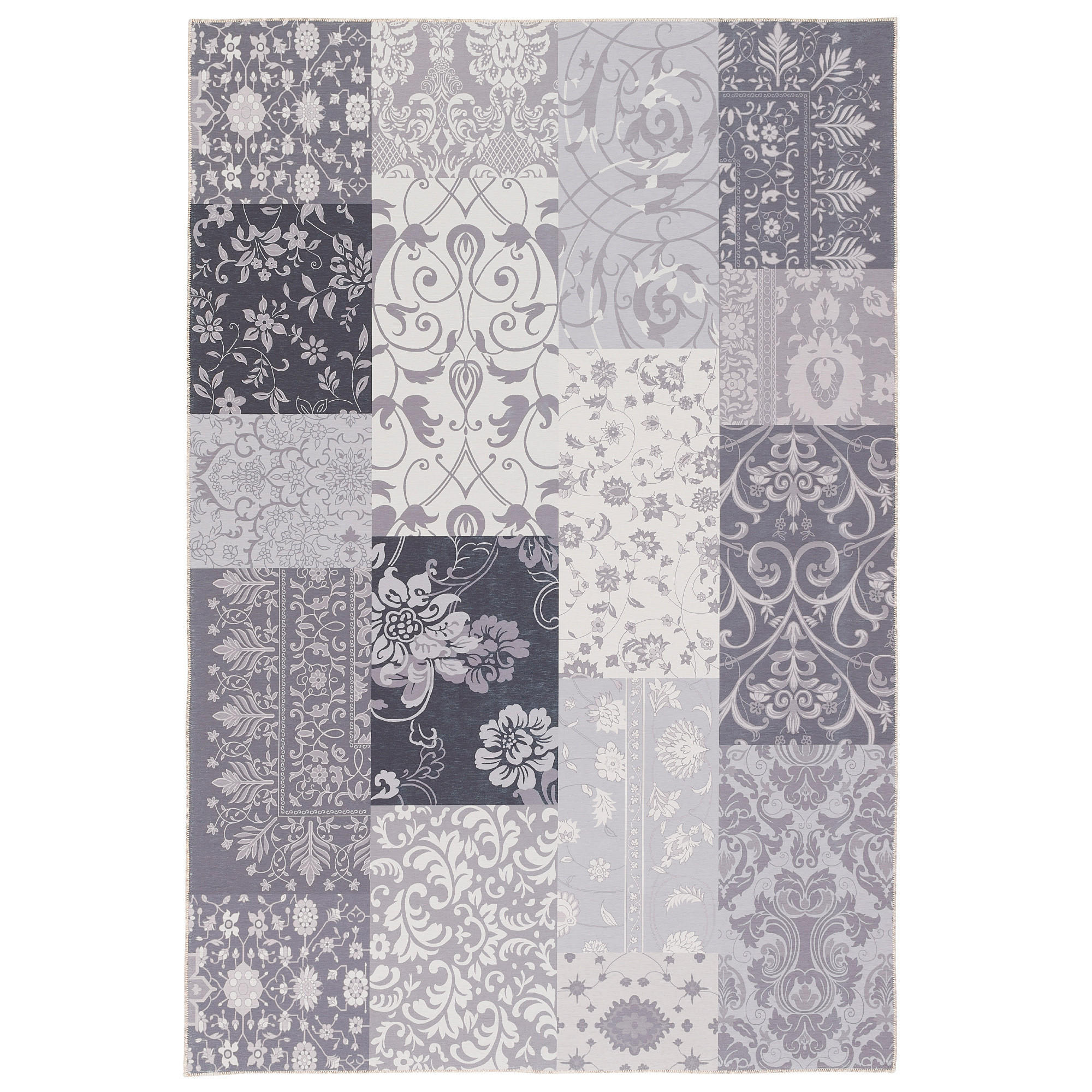LUXUS VINTAGE DESIGNERTEPPICH PATCHWORK - Anthrazit, Textil (200/290cm) - Pergamon