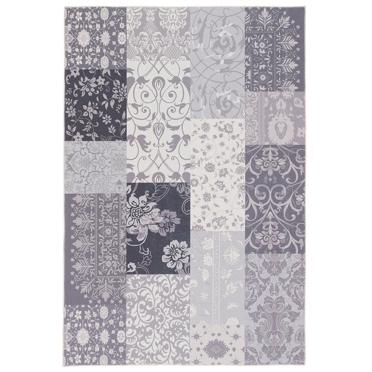 LUXUS VINTAGE DESIGNERTEPPICH PATCHWORK - Anthrazit, Textil (200/290cm) - Pergamon
