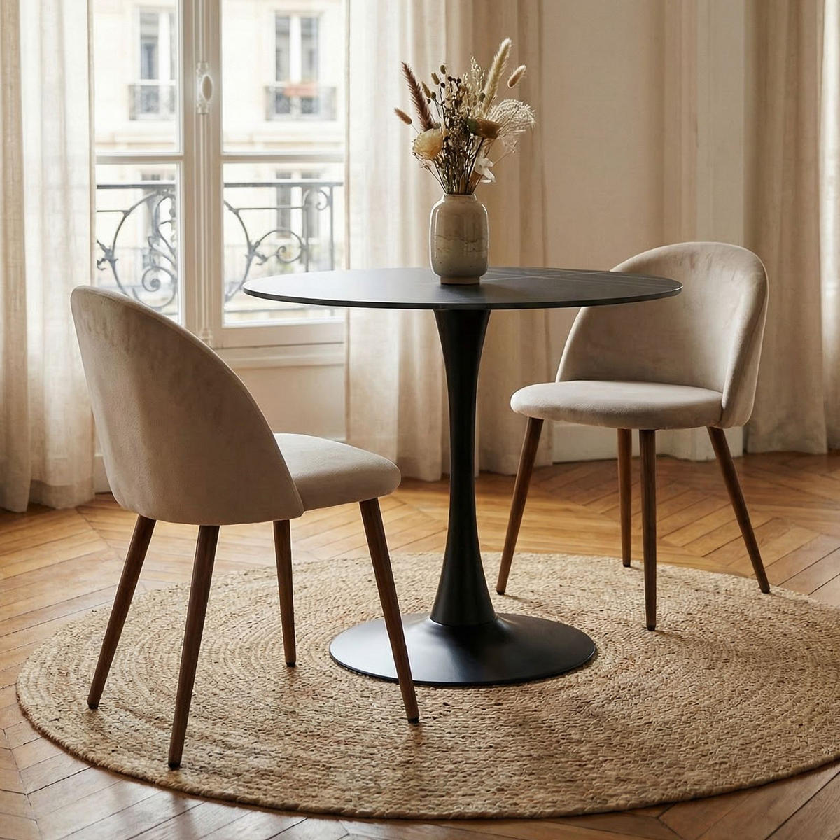 ESSGRUPPE LOIRE/NAVIA 3er Set schwarz - Schwarz, Metall - IDIMEX