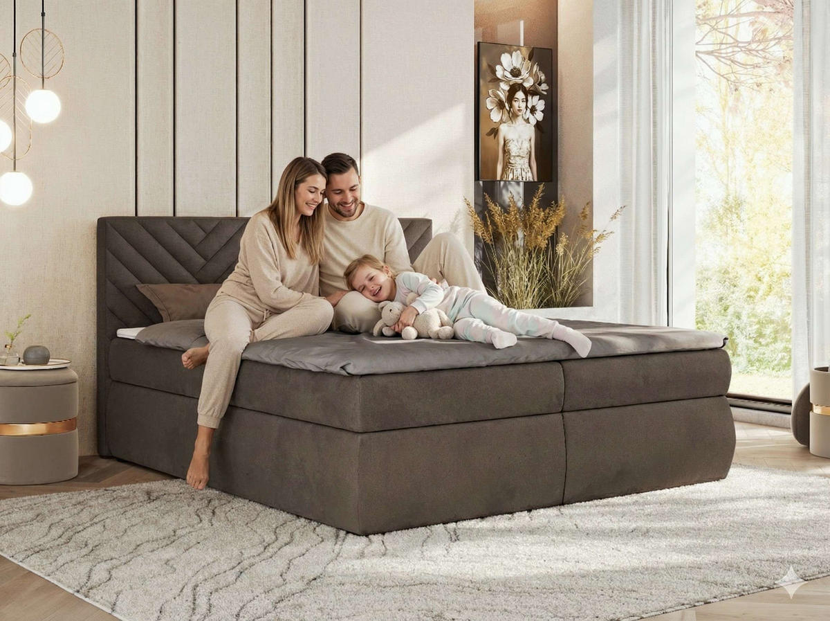 BOXBETT AVERTA 160/200 - Braun Velvet - H4 - Braun, Textil (160/200cm) - MKS