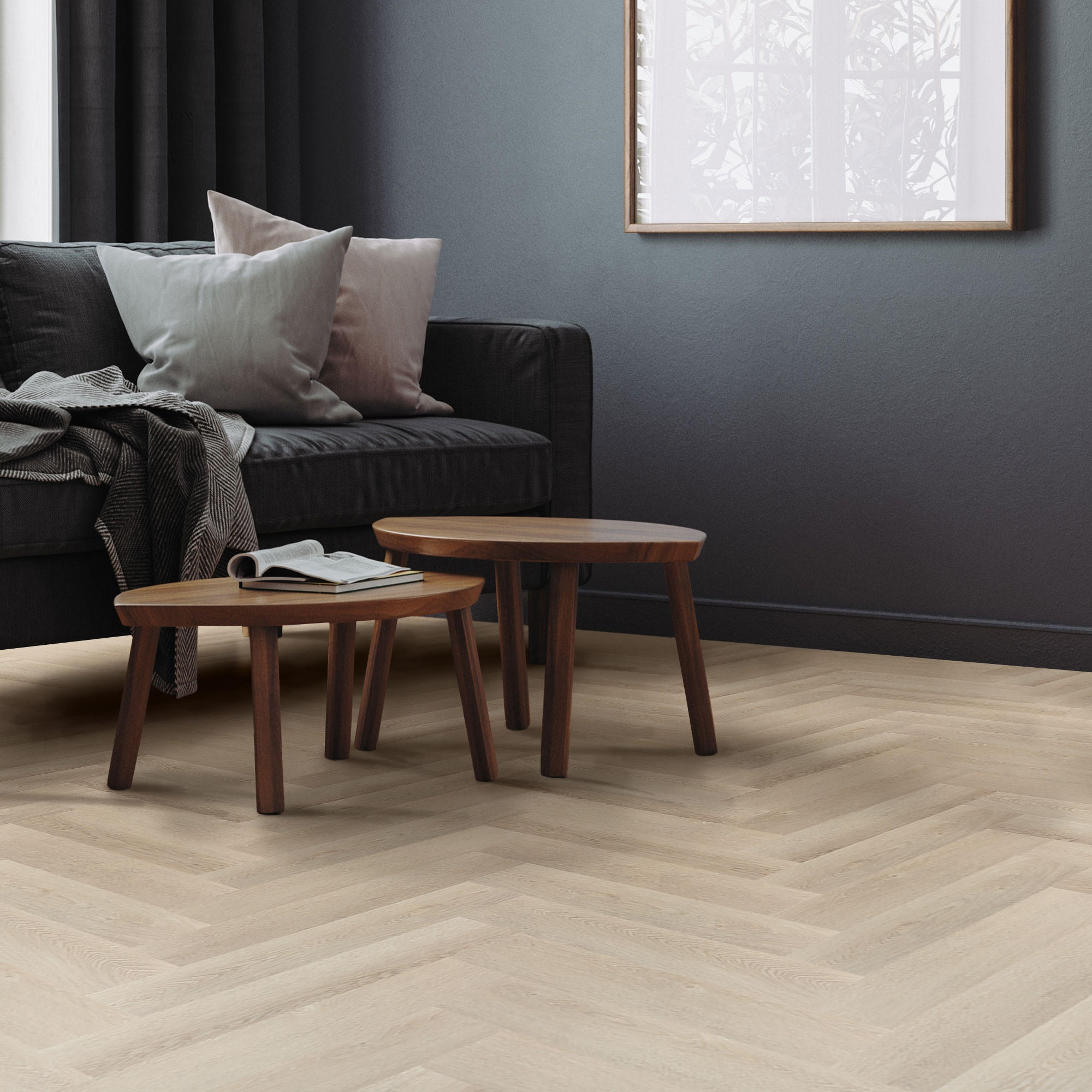 VINYLBODEN Click 3,12m²/40 Dielen Fischgrät Eiche Hell - Hellbraun, Kunststoff (12.8/61/0.42cm) - ML-DESIGN