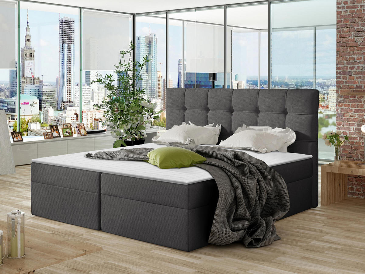 BOXBETT Nele - Dunkelgrau, Holz/Holzwerkstoff (140/200cm) - MIRJAN24