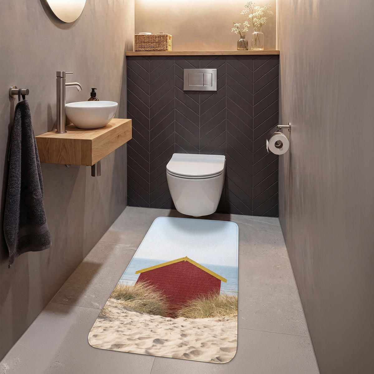 WC PŘEDLOŽKA Pláž - Chaty - Barevné - Duny 60x120 cm - různobarevná, textil/plast (60/1cm) - OnlyWow