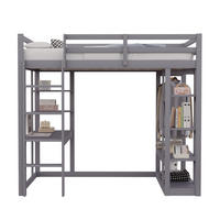 HOCHBETT mit Schreibtisch und Stauraum 140x200 cm Grau - Grau, Holzwerkstoff (140/200cm) - Beauniv
