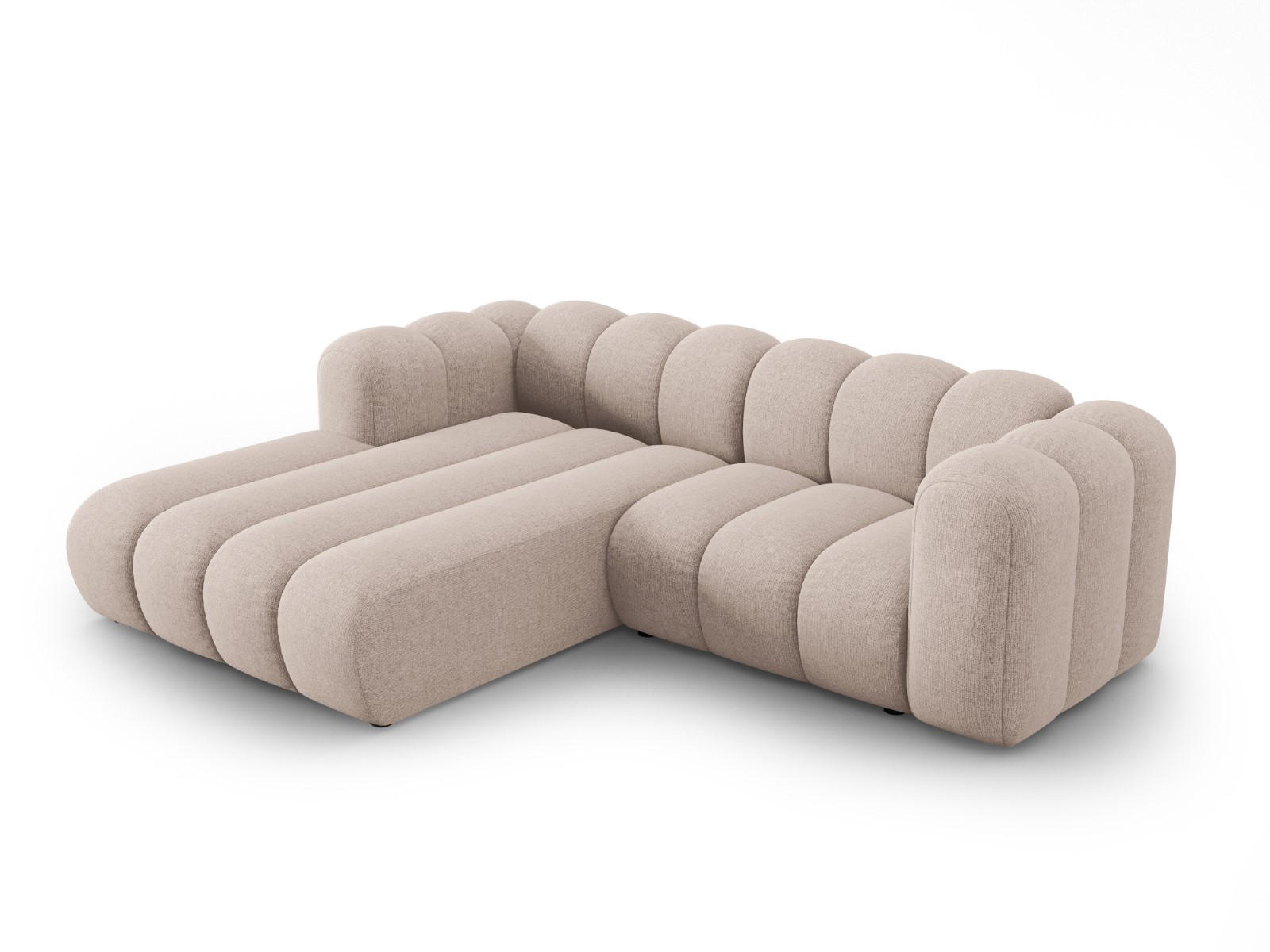ECKSOFA modular links Lupine aus Chenille-Stoff beige 3 Sitzplätze - Beige, Textil (177/230cm) - Micadoni