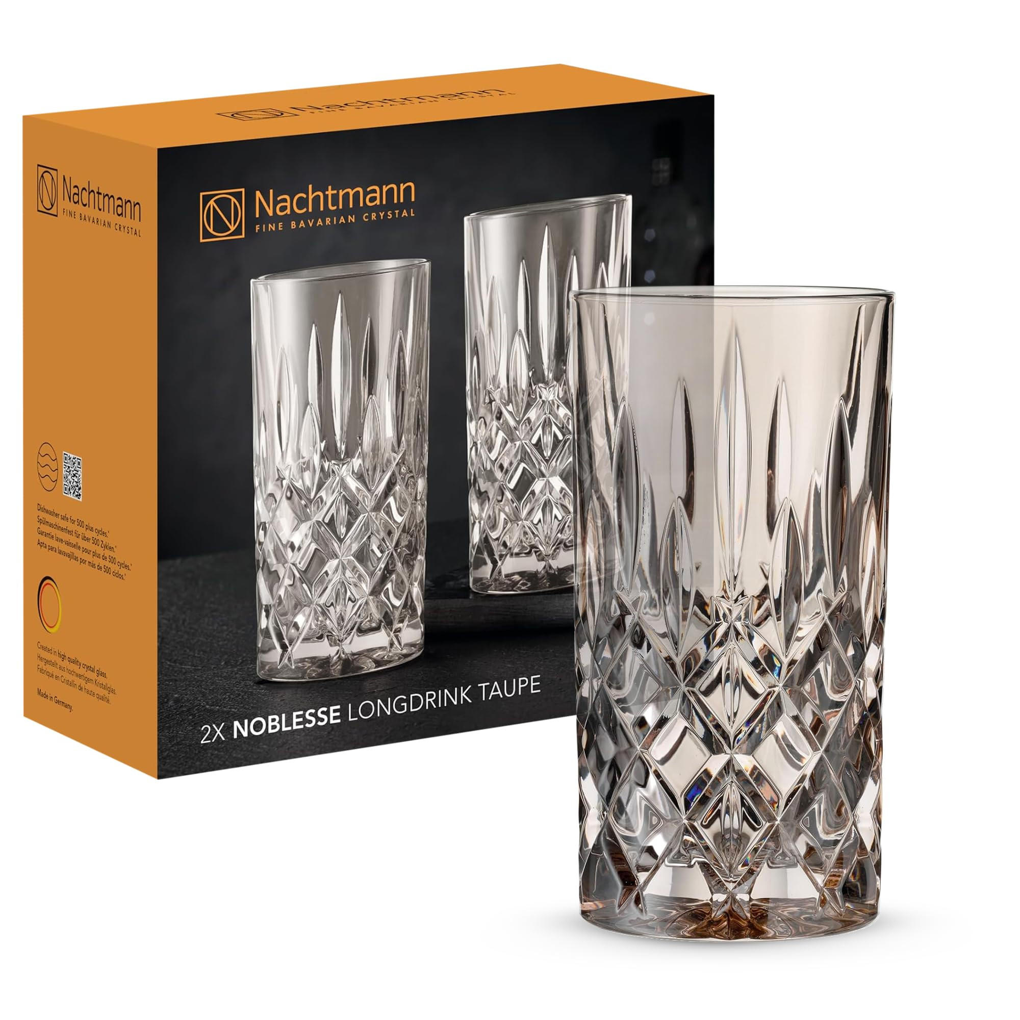 LONGDRINKGLÄSER Noblesse Colors Taupe 395 ml 2er Set - Taupe, Glas (0.395L) - Nachtmann