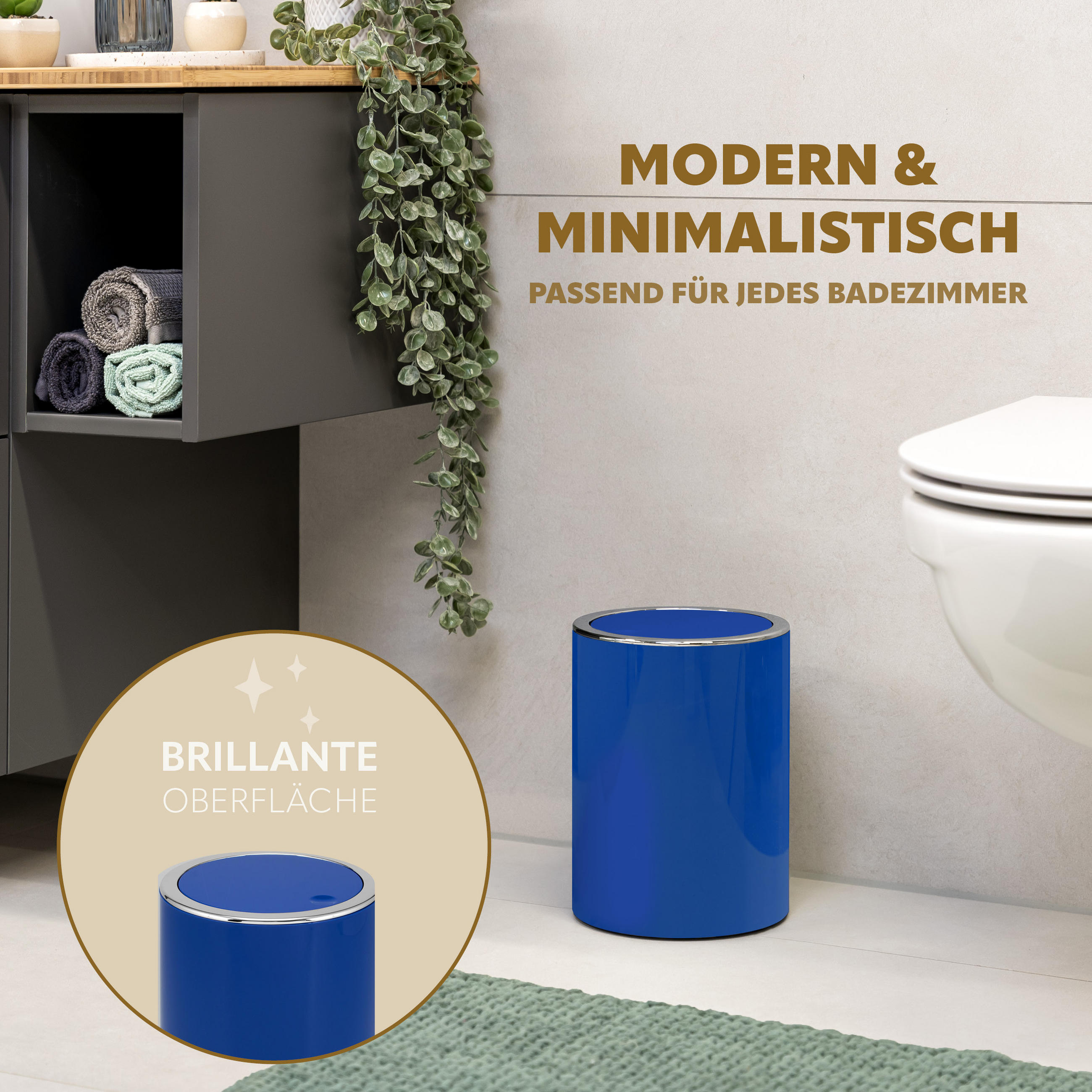 KOSMETIKEIMER SAVONA 5,5 Liter, blau - Dunkelblau, Kunststoff (19/24.5/19cm) - bremermann
