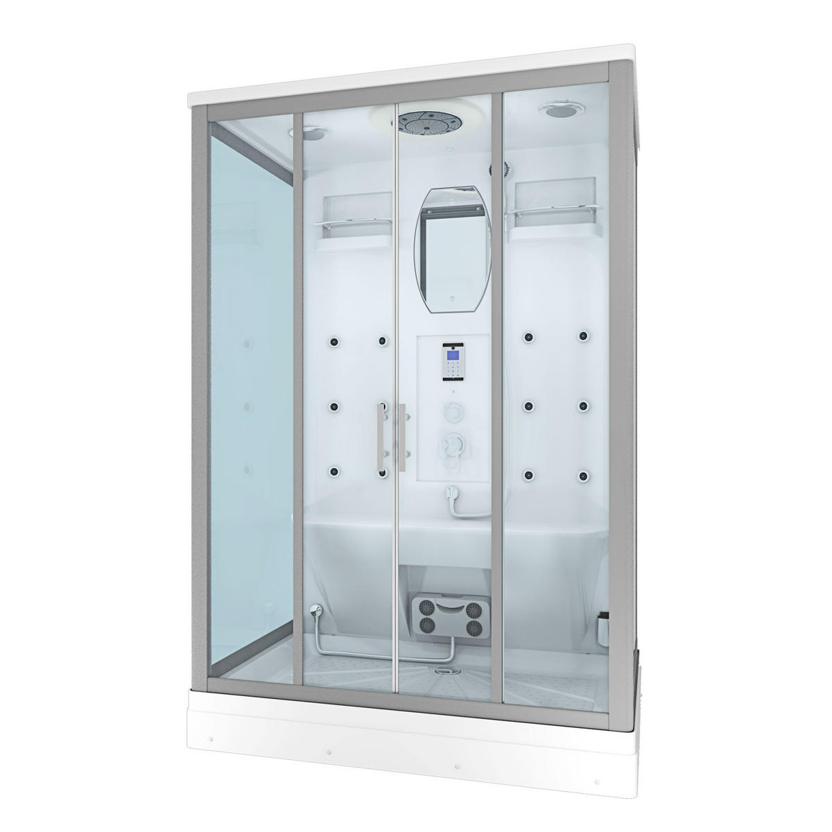 DAMPFDUSCHE Duschkabine D27-EH-EC-EA-ALL 140x90 cm - Weiß, Glas/Kunststoff (90/215cm) - AcquaVapore by Sandra Jentho