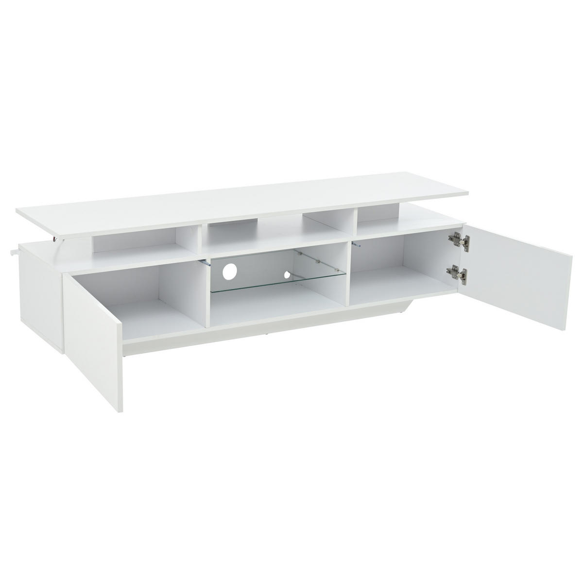 TV-ELEMENT mit LED und 2 Schränken 160 x 40 x 45 cm MDF Weiß - Weiß, Holzwerkstoff (40/45/160cm) - Beauniv