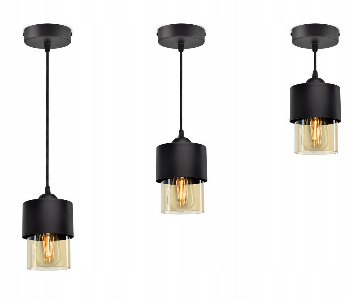 PENDELLEUCHTE Hege - Transparent/Schwarz, Glas/Metall (12/12/70cm) - kiki design