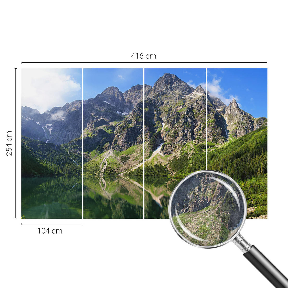 FOTOTAPETE 416x254 cm - Malerische Berge - Blau, Textil (416/254cm) - Wallfluent
