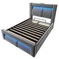 STAURAUMBETT 90/200 cm DE-00324, in Grau, LED - Grau, Metall (90/200cm) - ComfortXL