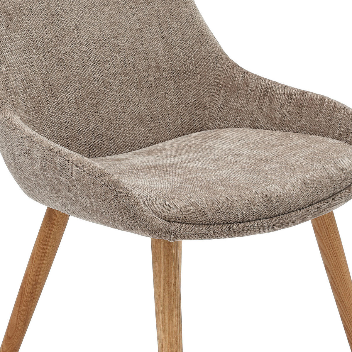 POLSTERSTUHL - 2er-Set - Webstoff / Eiche massiv - Taupe, Eichenholz/Holz (53/83/54cm) - home24