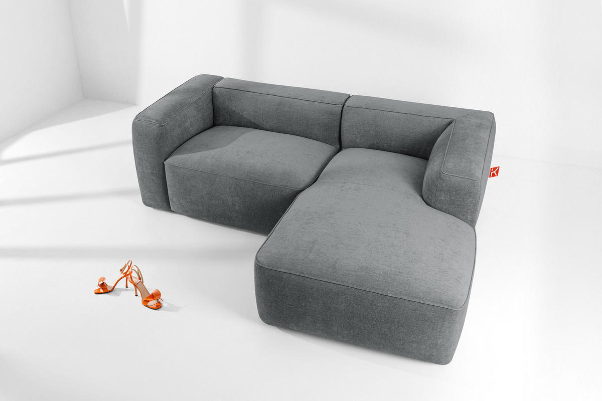 ECKSOFA RECHTS FUBBO, Grau - Grau, Holz/Holzwerkstoff (225/176cm) - KONSIMO®