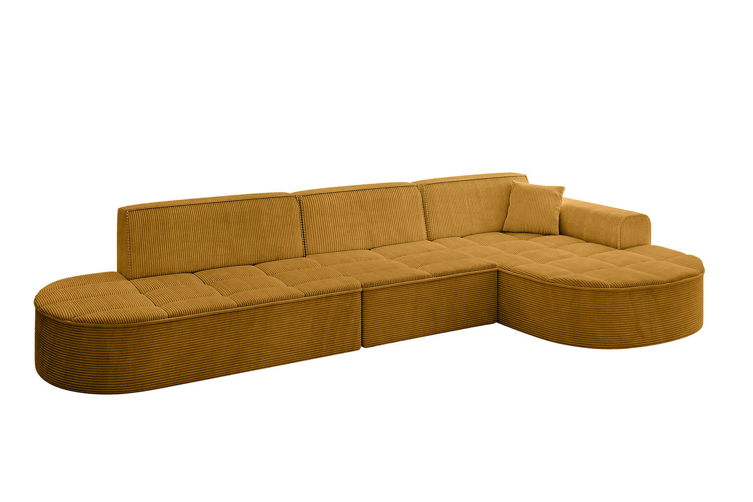 ECKSOFA Ottomane Rechts TARO-L2 - 328x171x79,5 cm Senfgelb - Currygelb/Gelb, Holzwerkstoff/Textil (328/171cm) - ALTDECOR