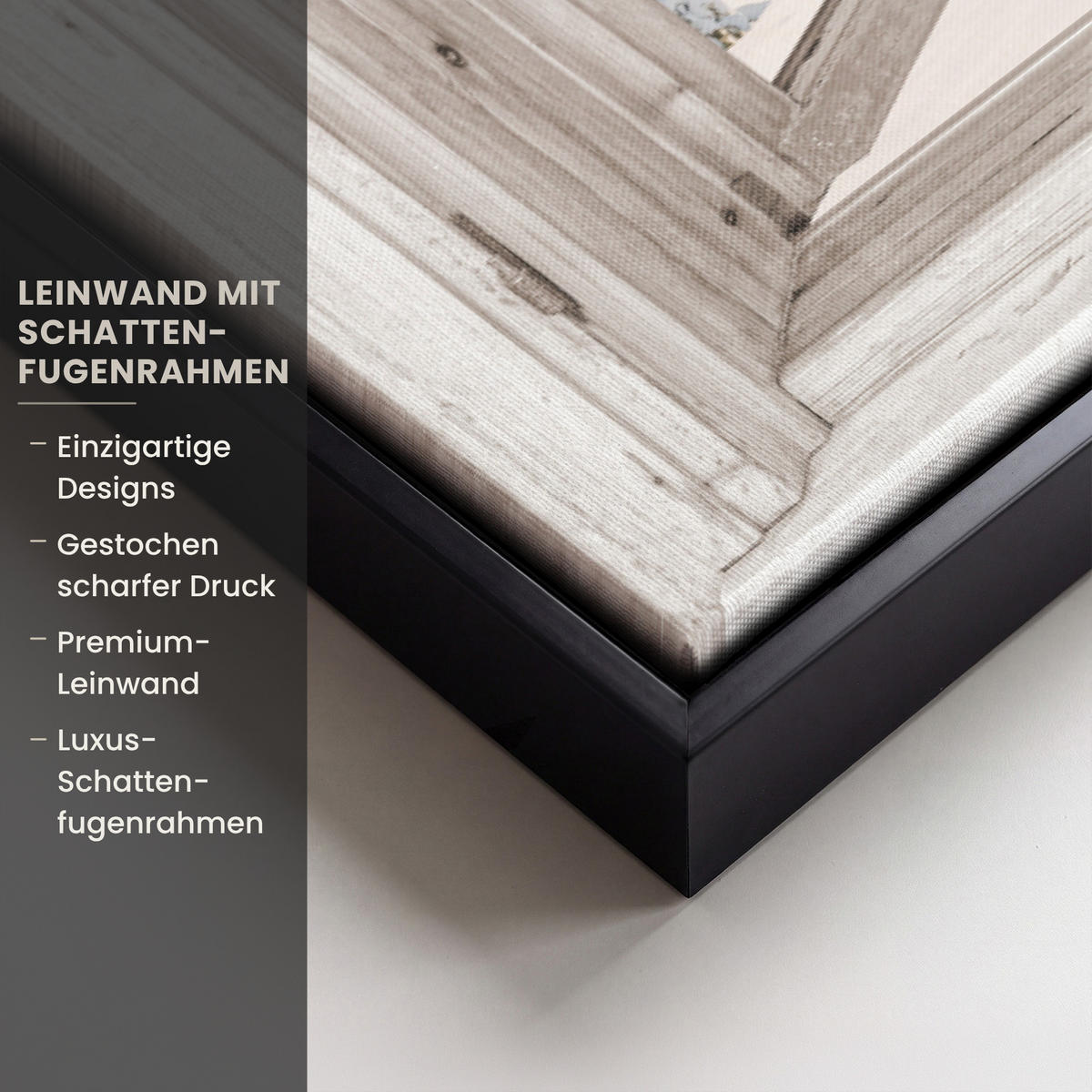 LEINWAND Bilder mit Rahmen - Winterlandschaft - Hütte - Berge - Ausblicke - Aussicht - Natur - 60x40 - Weiß Hochglanz, Textil (60/40cm) - MuchoWow