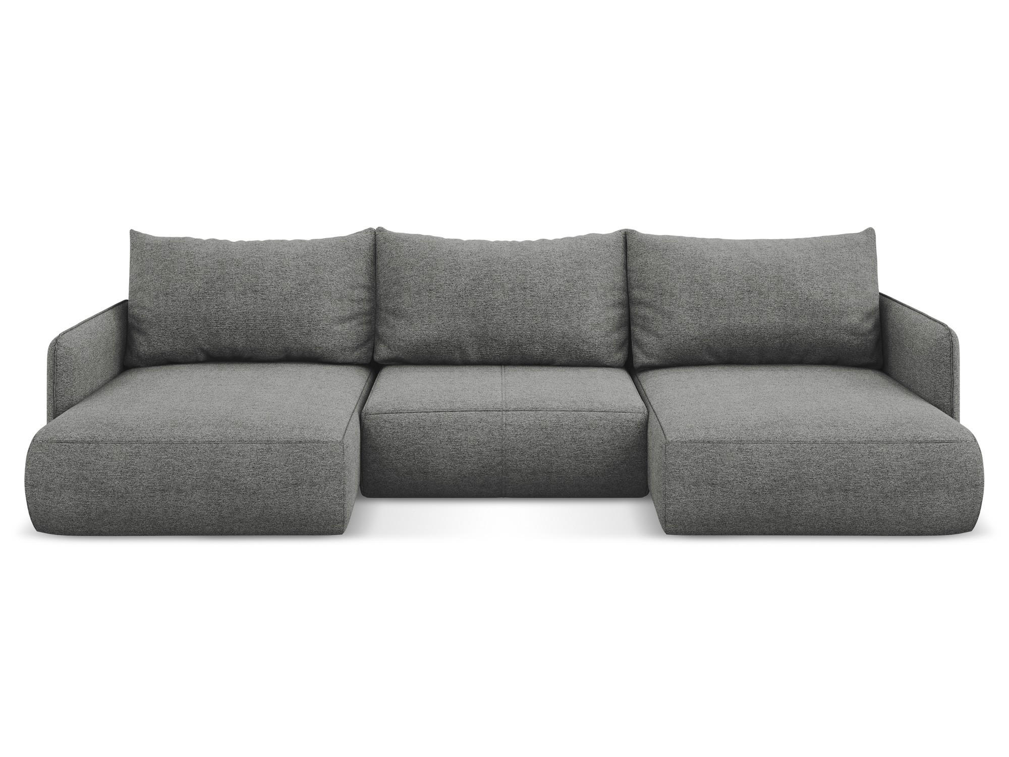 WOHNLANDSCHAFT Chenille Stoff Grau - Schieferfarben/Schwarz, Kunststoff/Textil (290/86/148cm) - Makamii