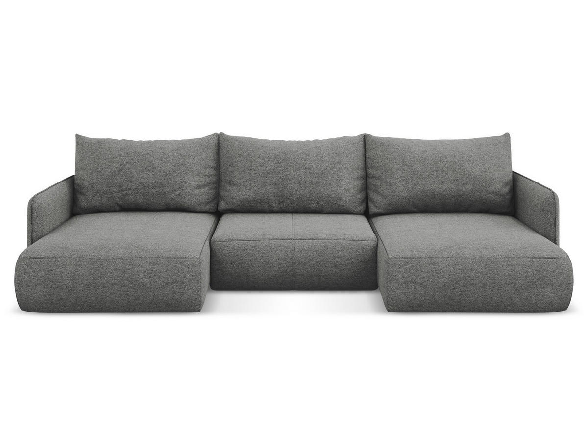 WOHNLANDSCHAFT Chenille Stoff Grau - Schieferfarben/Schwarz, Kunststoff/Textil (290/86/148cm) - Makamii