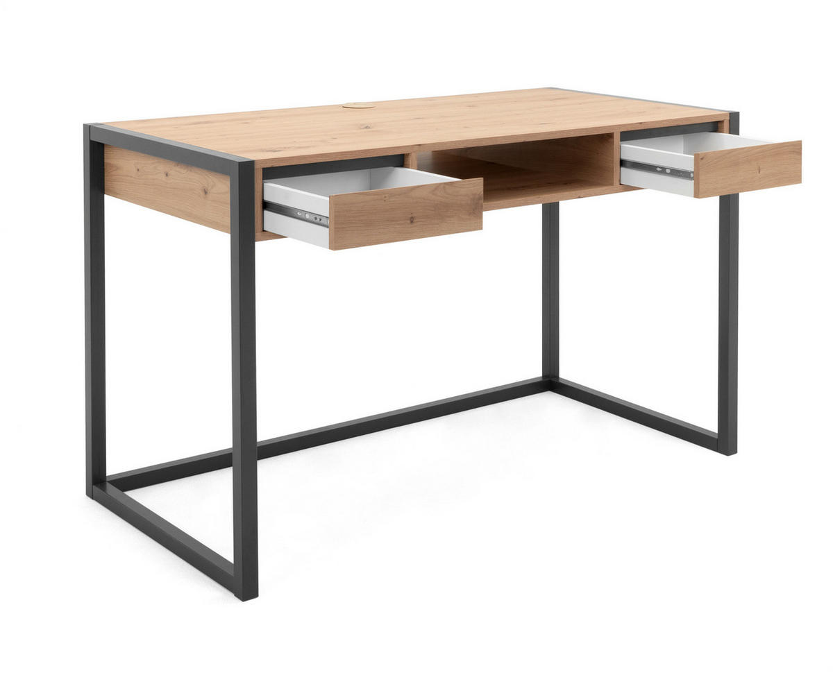 SCHREIBTISCH Artisan Eiche, anthrazit 120 cm, Industrial Design, Tisch mit Schubladen - Anthrazit/Eiche Artisan, Holzwerkstoff (120/60/75cm) - Furn.Design