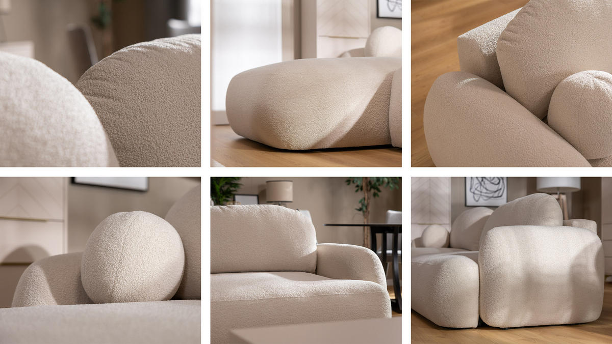 ECKSOFA Mayo, Seite: Rechts - Creme/Schwarz, Holz/Kunststoff (275/175cm) - MIRJAN24