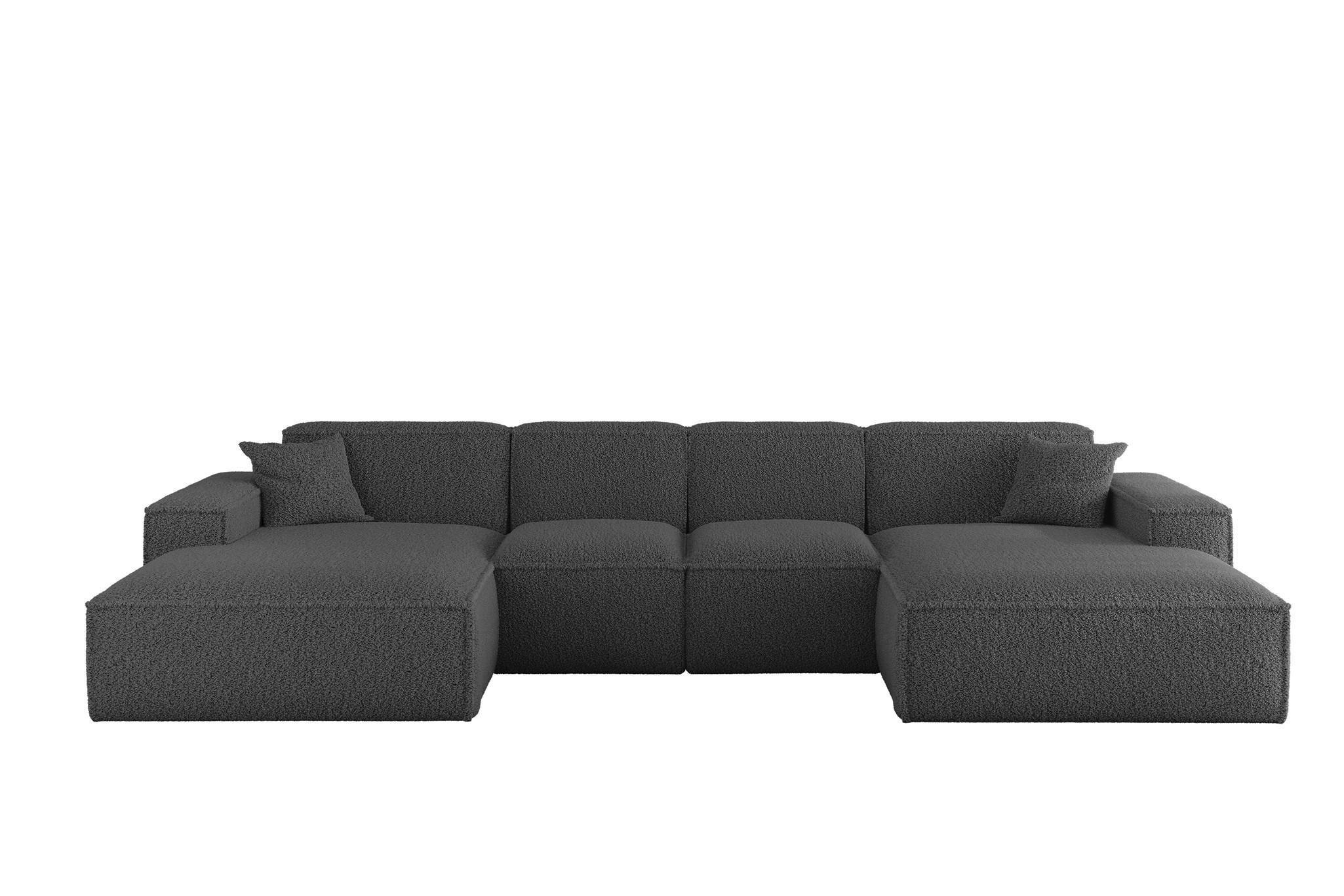 WOHNLANDSCHAFT Celes Premium Xs Sven - Dunkelgrau, Holzwerkstoff/Textil (342/73/165cm) - Fun Möbel