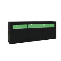 TV ormarić 160/35/60 cm crni od iverala s LED rasvjetom i push-to-open ladicama - crna, drvni materijal (160/60/35cm) - OKWISH