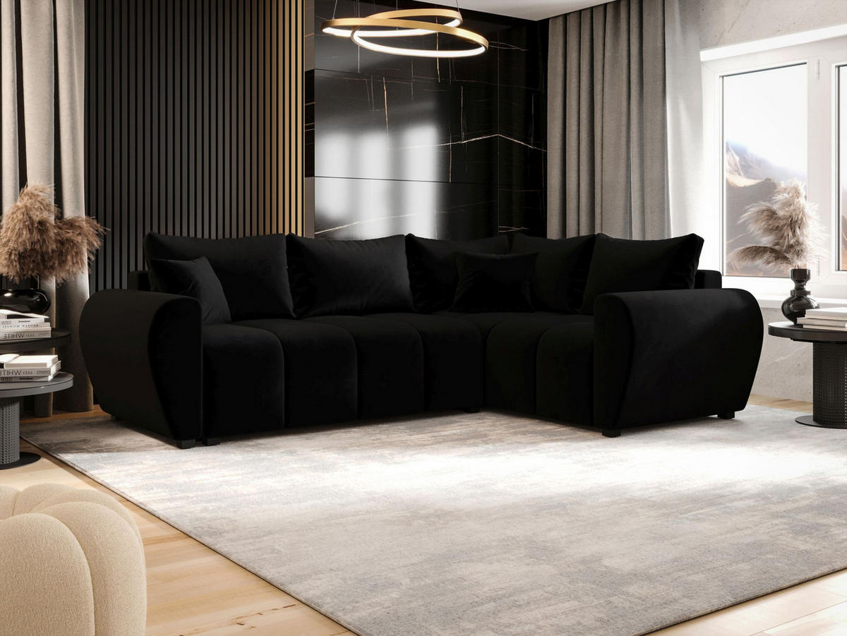 ECKSOFA MOLISA L PLUS Itaka 15 Rechts mit Schlaffunktion - Schwarz, Textil (235/175cm) - Bedante