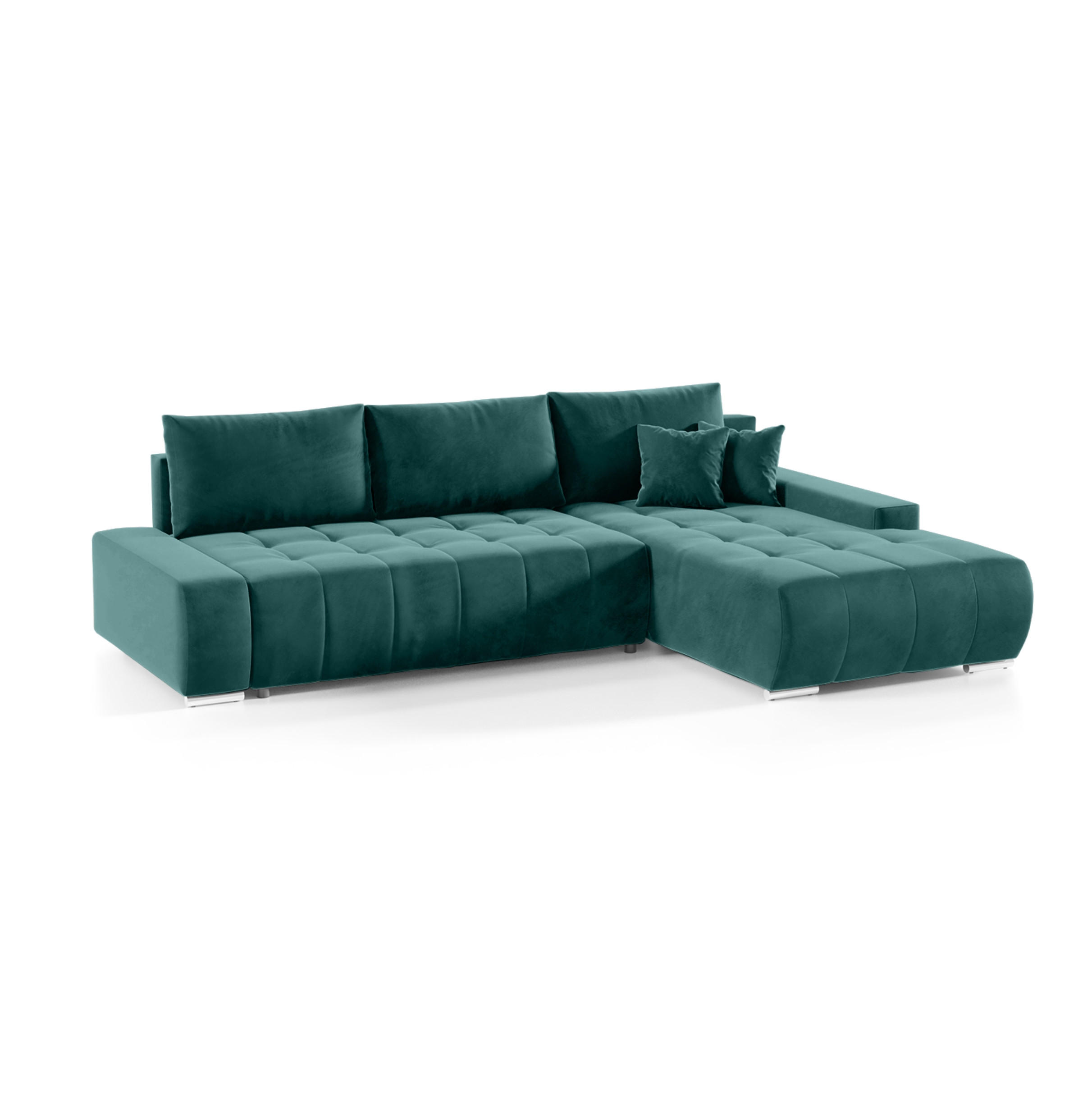 ECKSOFA mit Schlaffunktion Dhaka L, Flaschengrün - Grün, Textil (185/265cm) - Fedve