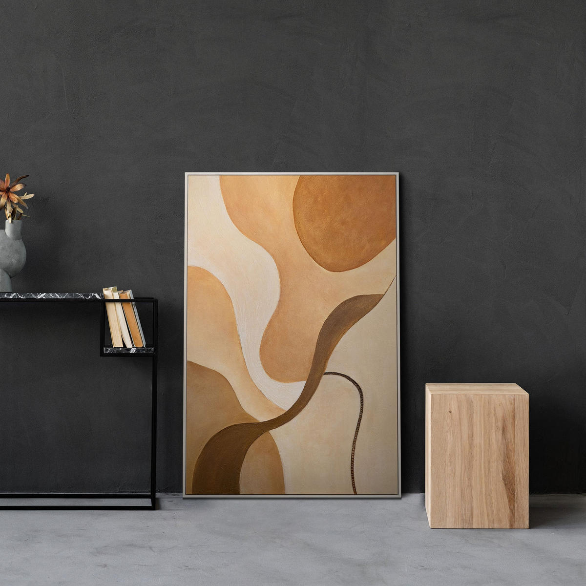 GEMÄLDE Krümmung des Horizonts Schattenfugenrahmen Eichefarben 140x100 cm - Eichefarben, Holz (140/100cm) - YS-art gallery