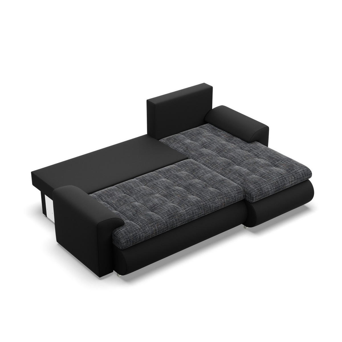 ECKSOFA RECHTS MIT SCHLAFFUNKTION FORESTA, Schwarz + Schwarz - Schwarz, Textil (230/159cm) - Mebligo