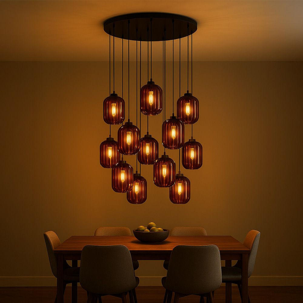 GALERIELEUCHTE Velo 12-flammig Rauch Ø 25cm - Anthrazit/Schwarz, Glas (25/25/27cm) - s.luce