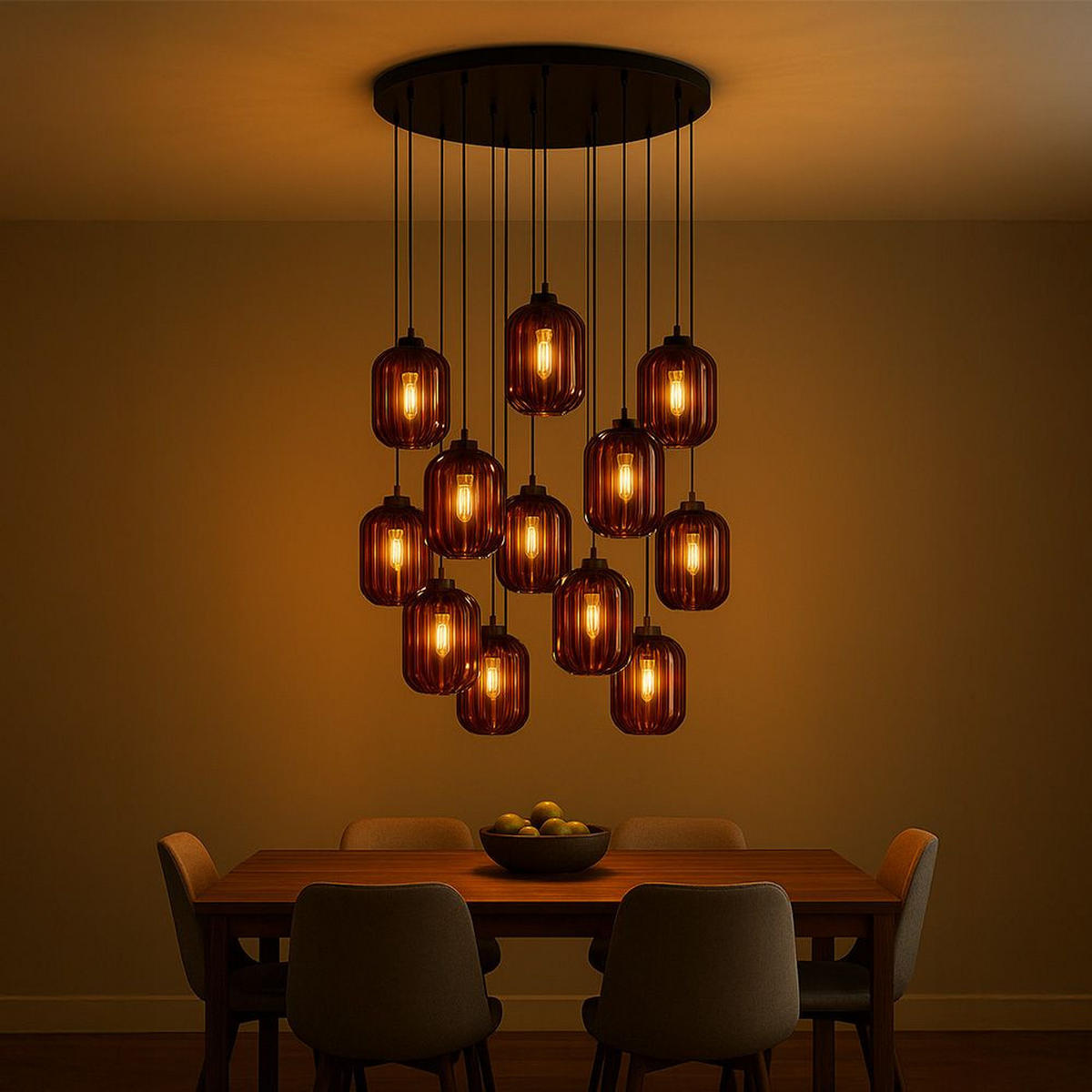 GALERIELEUCHTE Velo 12-flammig Rauch Ø 25cm - Anthrazit/Weiß, Glas (25/25/27cm) - s.luce