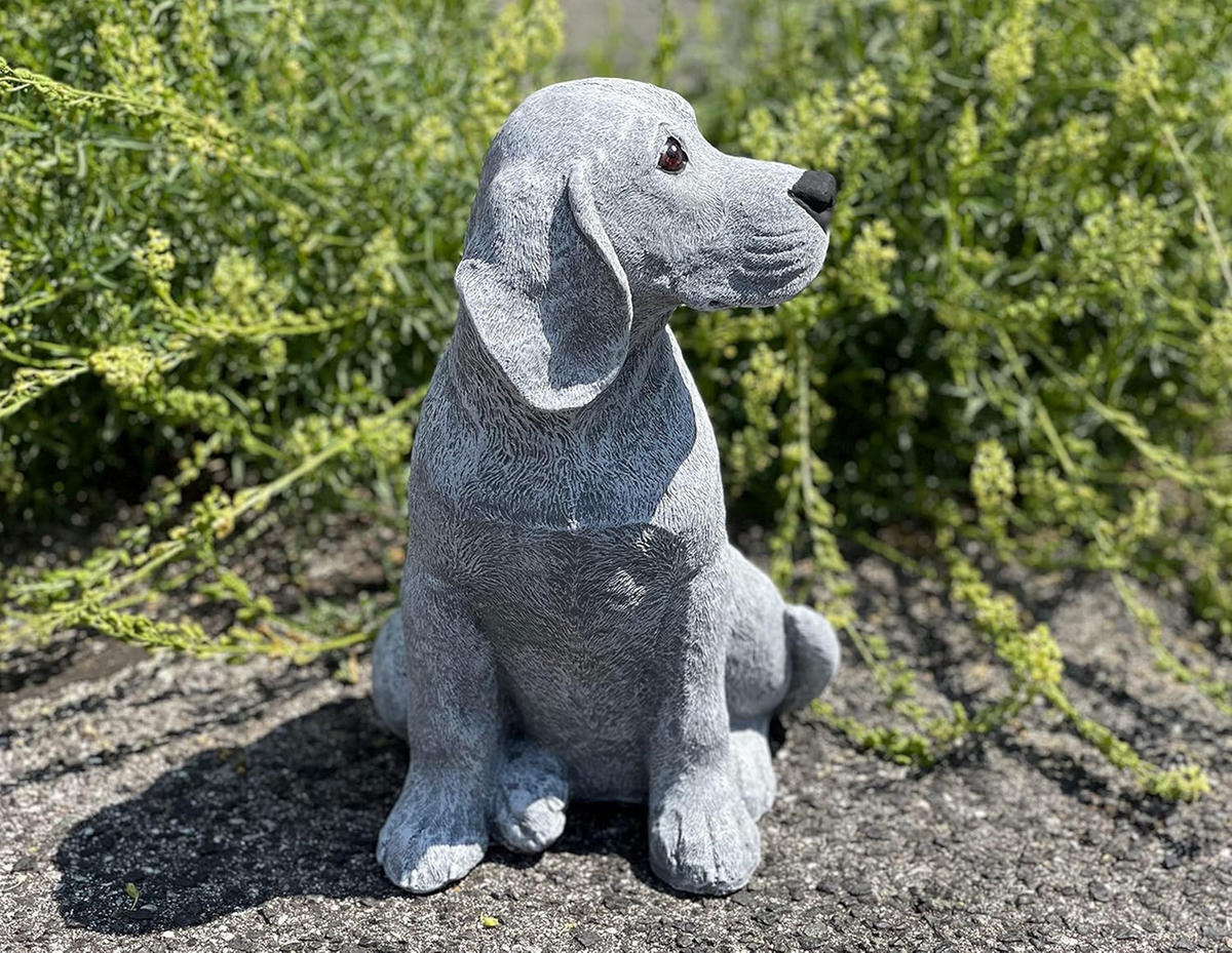 STEINFIGUR Beagle groß frostfest wetterfest Steinguss - Grau, Stein (22/36/20cm) - stoneandstyle