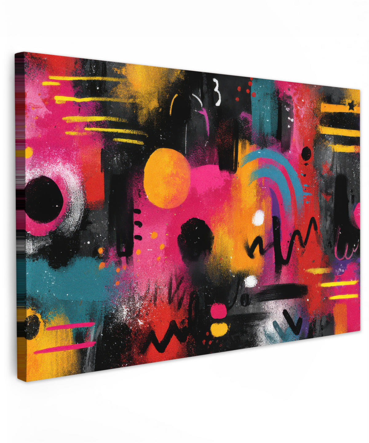 LEINWANDBILD Farbflächen - Formen - Bunt - Abstrakt XXL 150x100 cm - Pink, Textil (150/100cm) - MuchoWow