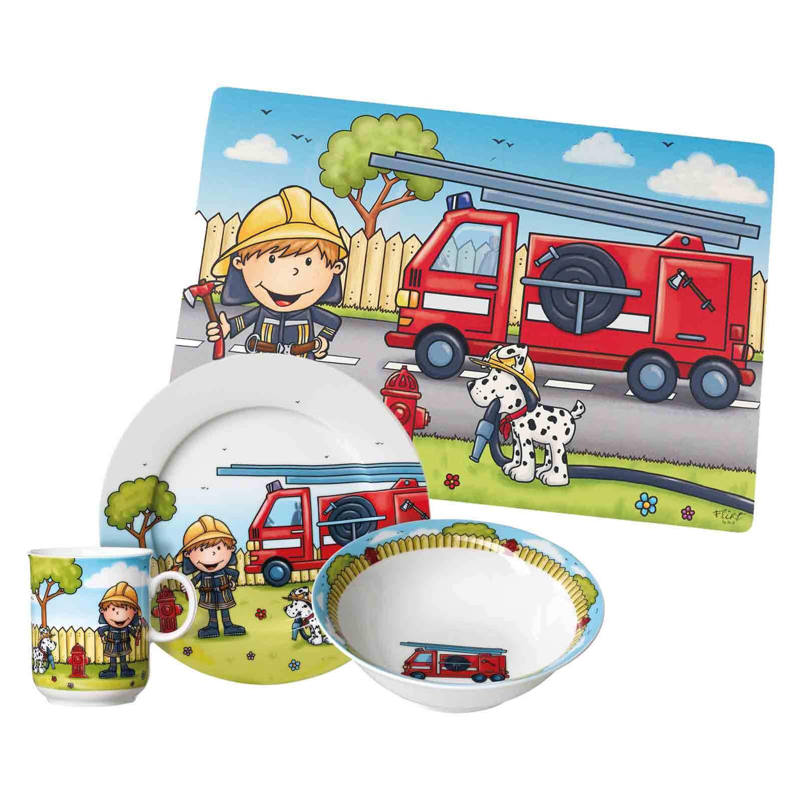 KINDERGESCHIRR MIT PLATZSET Feuerwehrmann Bernie bunt - Multicolor, Keramik (1/1/1cm) - Ritzenhoff Breker