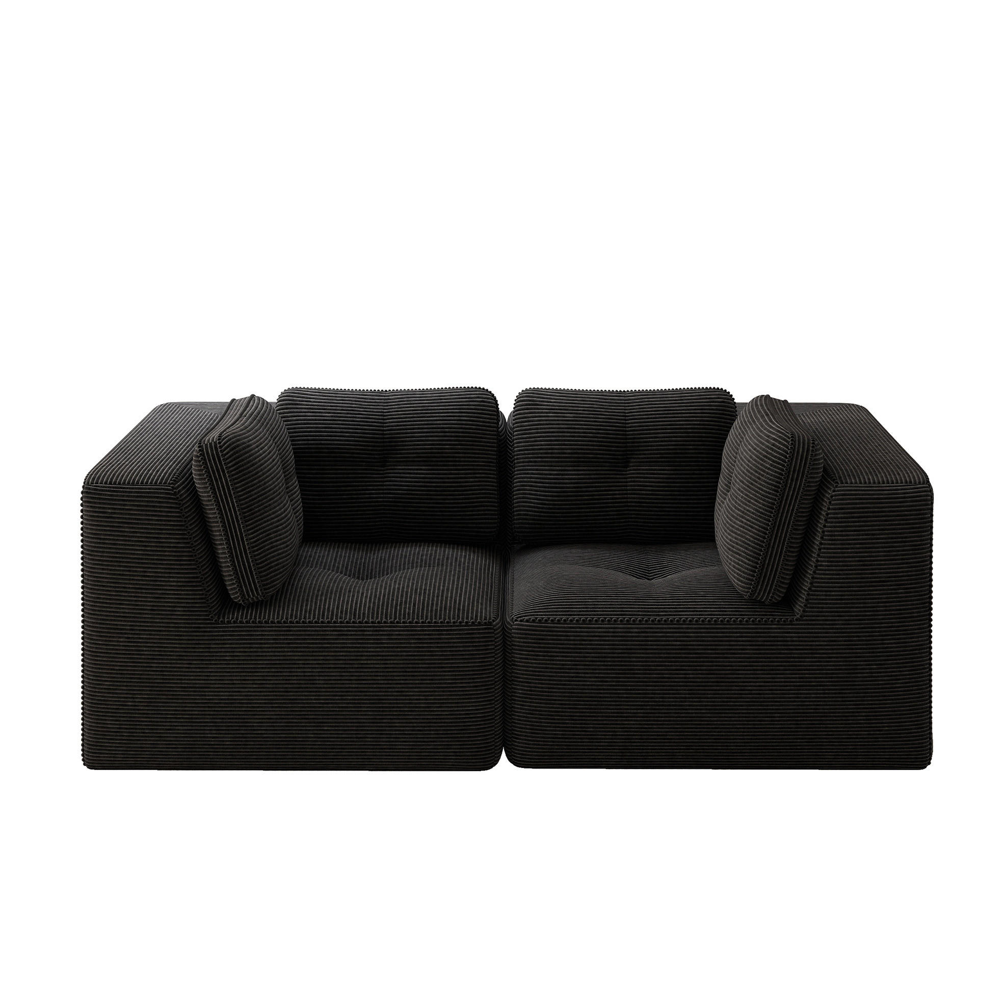 ECKSOFA 208/104/69 cm schwarz aus Cord mit modularem Design - Schwarz, Textil (104/208cm) - OKWISH