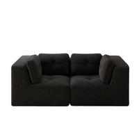 ECKSOFA 208/104/69 cm schwarz aus Cord mit modularem Design - Schwarz, Textil (104/208cm) - OKWISH