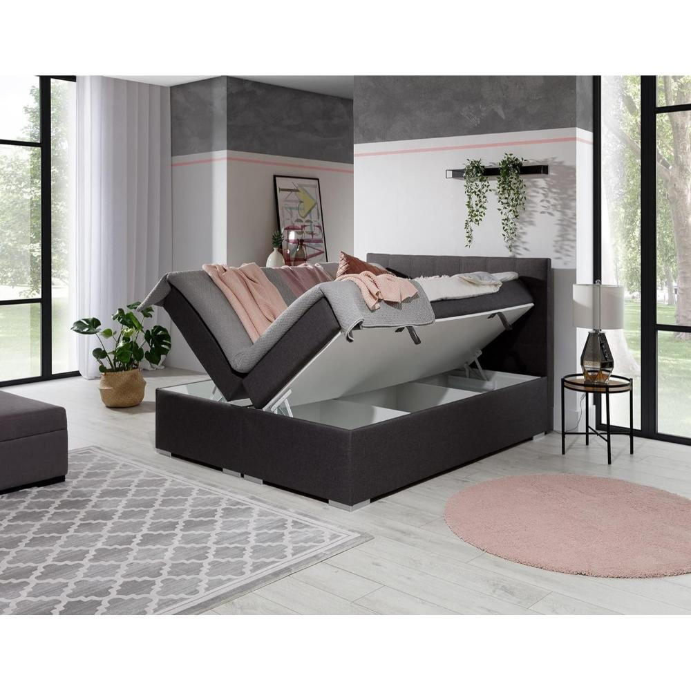 Thumbnail - Best For Home Boxbett Alice, Anthrazit, Textil, Höhe ca. 20 cm, Rechteckig, 140x200 cm, Schlafzimmer, Betten, Boxspringb...