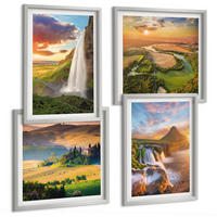BILDER SET 4er Set - 50x50 cm & 40x60 cm Silberner Rahmen - Italienische Sonnenuntergänge - Silberfarben, Kunststoff (50/50cm) - TULUP