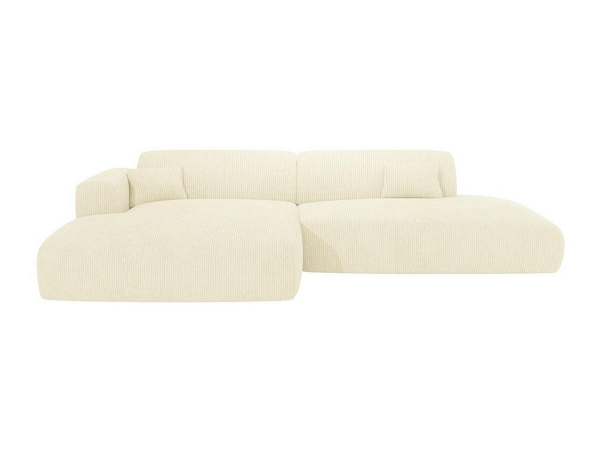 ECKSOFA - Ecke links - offenes Ende - Samt-Stoff - Off-White - POGNI - Weiß, Textil (300/160cm) - Vente-Unique