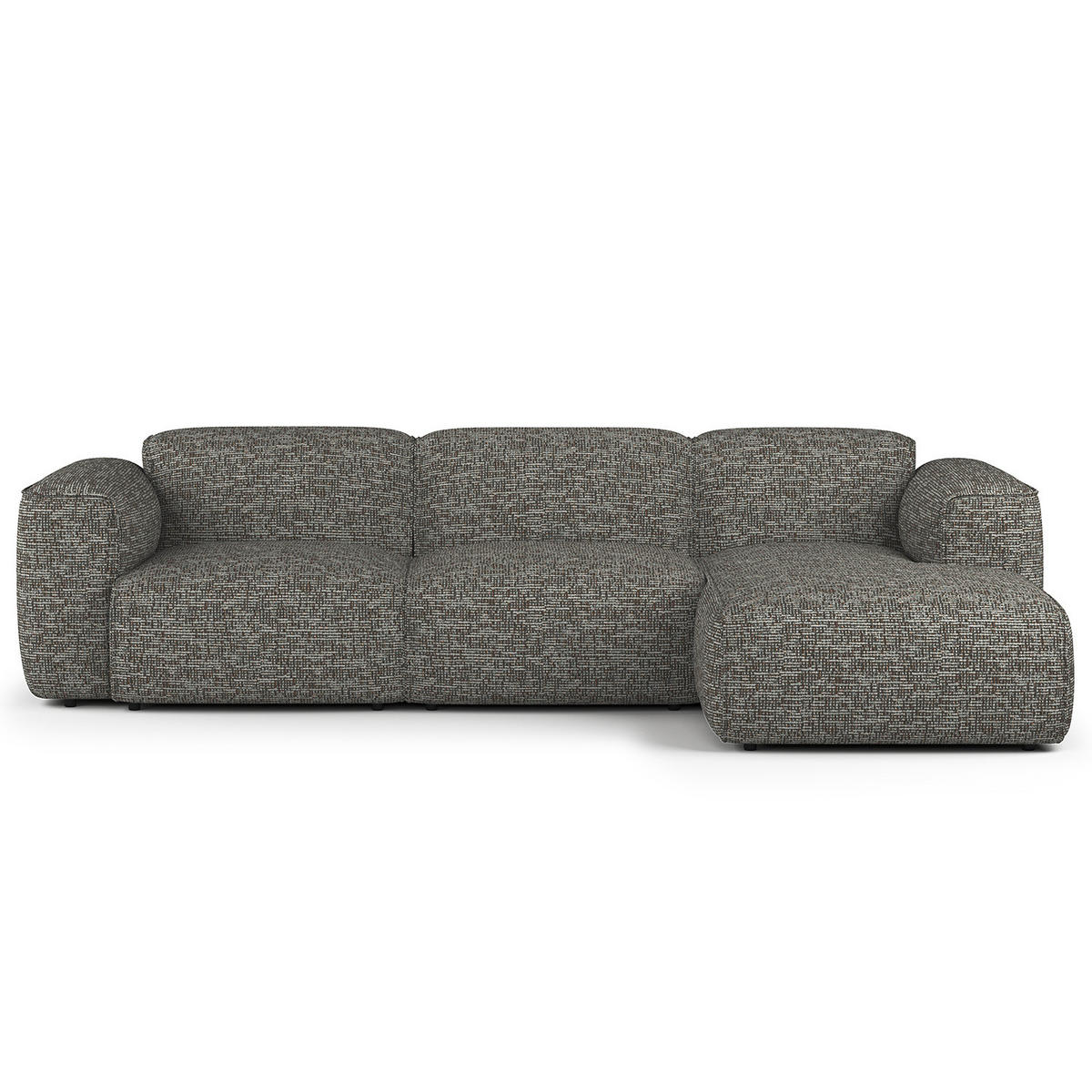3-SITZER ECKSOFA mit Longchair - Schwarz/Grau, Kunststoff/Textil (284/173cm) - home24