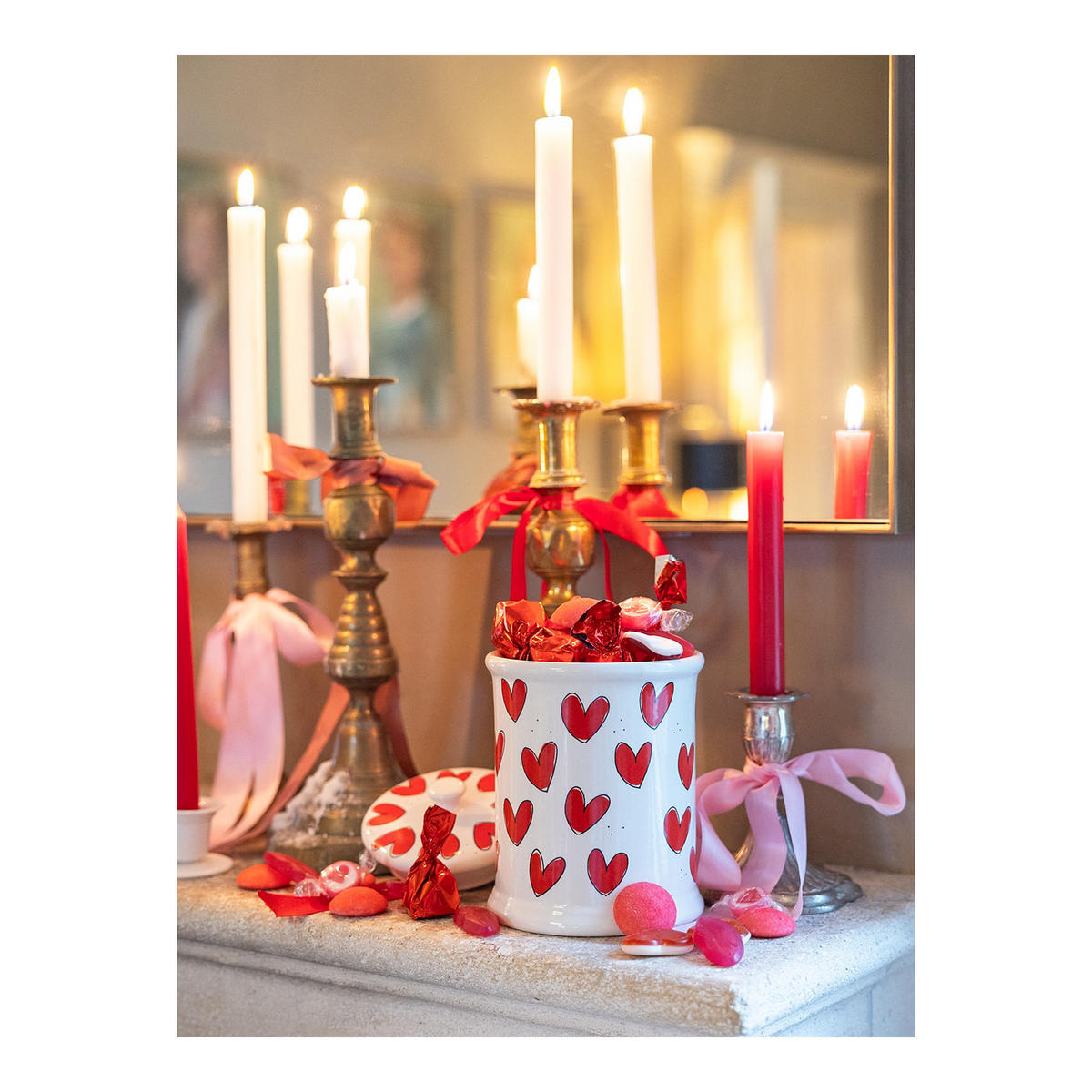 VORRATSDOSE Valentinstag Rote Herzen in Rot - 17cm - Multicolor, Keramik (12.5/17.5/12.5cm) - Blond Amsterdam
