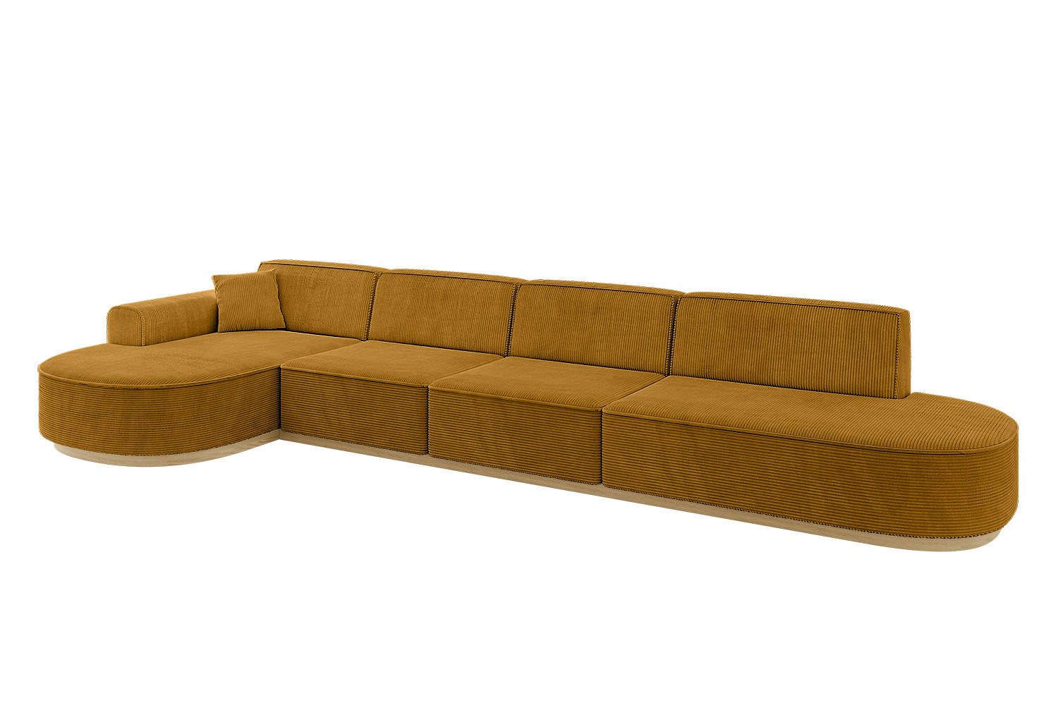 ECKSOFA Ottomane Links MARI-L3-v2 - 413x171x83 cm Senfgelb Cord - Gelb, Holzwerkstoff/Textil (413/171cm) - ALTDECOR