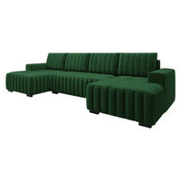 WOHNLANDSCHAFT Hugo U - Braun/Grün, Holz/Textil (310/85/140cm) - MIRJAN24