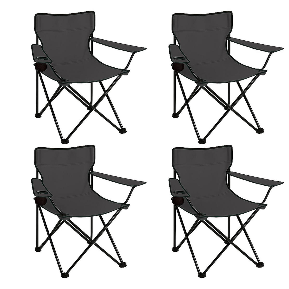 CAMPINGSTUHL FALTBAR 4er Set in Schwarz - Schwarz, Metall (50/80/50cm) - Coemo