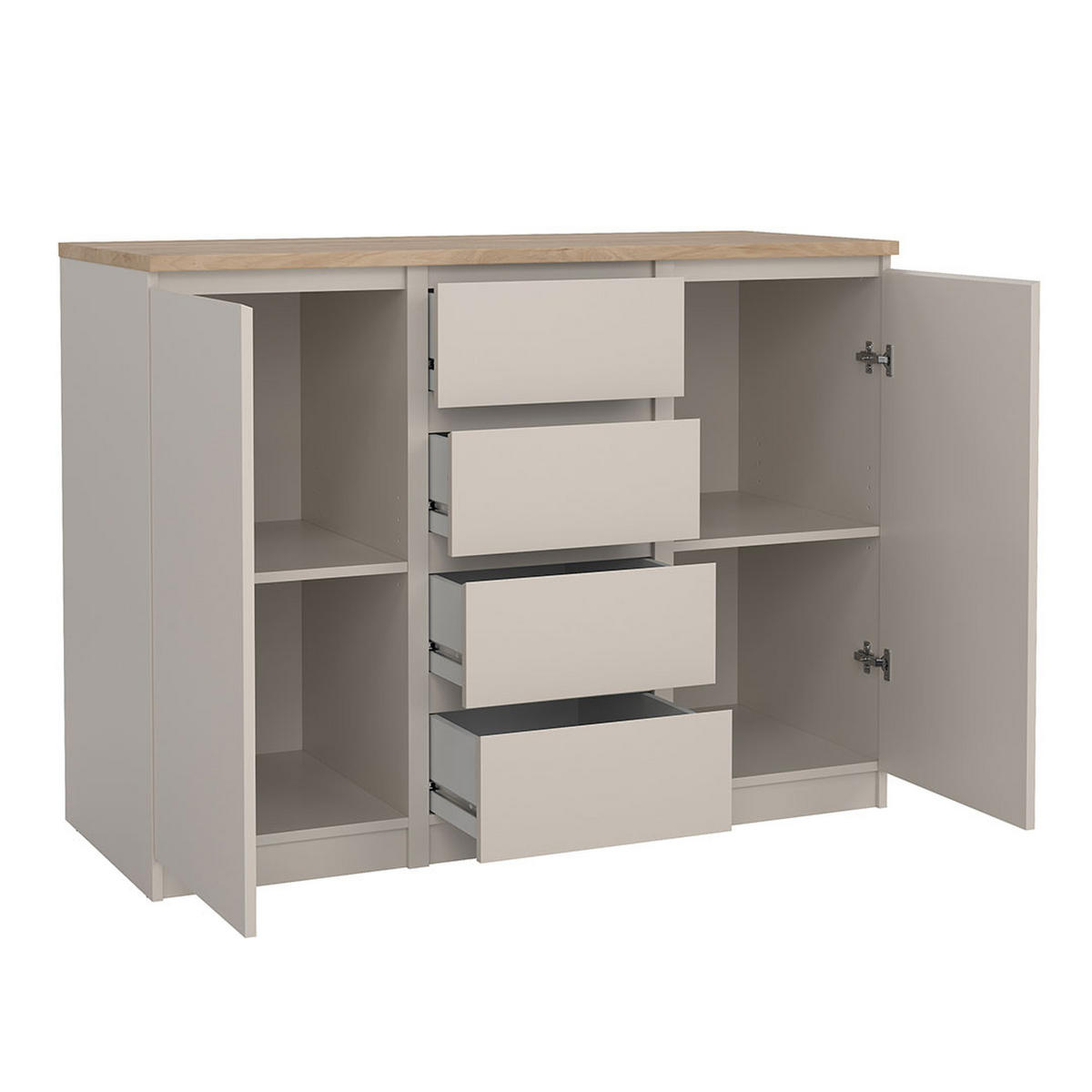 SIDEBOARD, Naia, Eiche, Holzwerkstoff, 121 x 50 x 91 cm - Eichefarben, Holzwerkstoff (121/91/50cm) - ebuy24